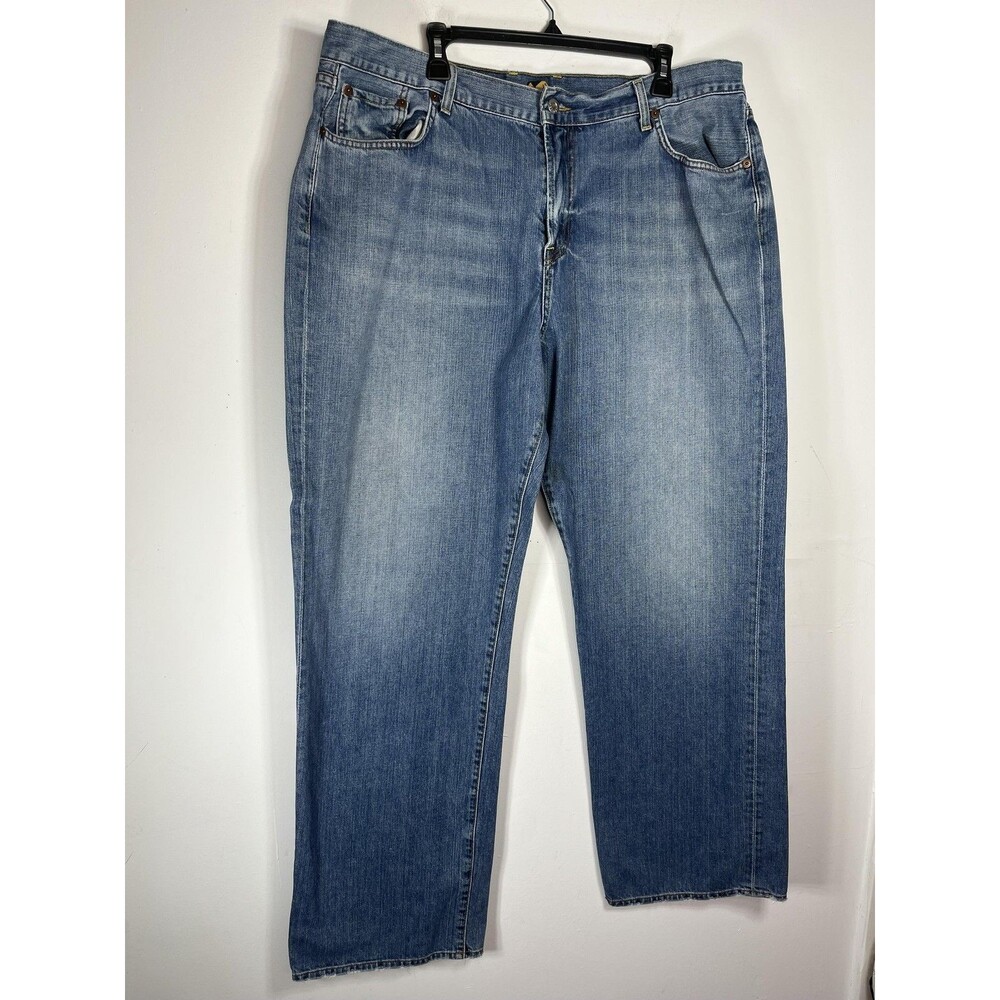 Lucky Brand 121 Jeans Mens 42x32 Blue Slim Straight Dungarees USA Med Wash Denim
